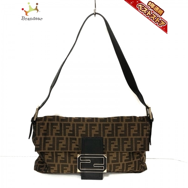 フェンディ FENDI ショルダーバッグ 8BT180 ズッカ柄 ナイロン×レザー ブラウン×黒 バッグ