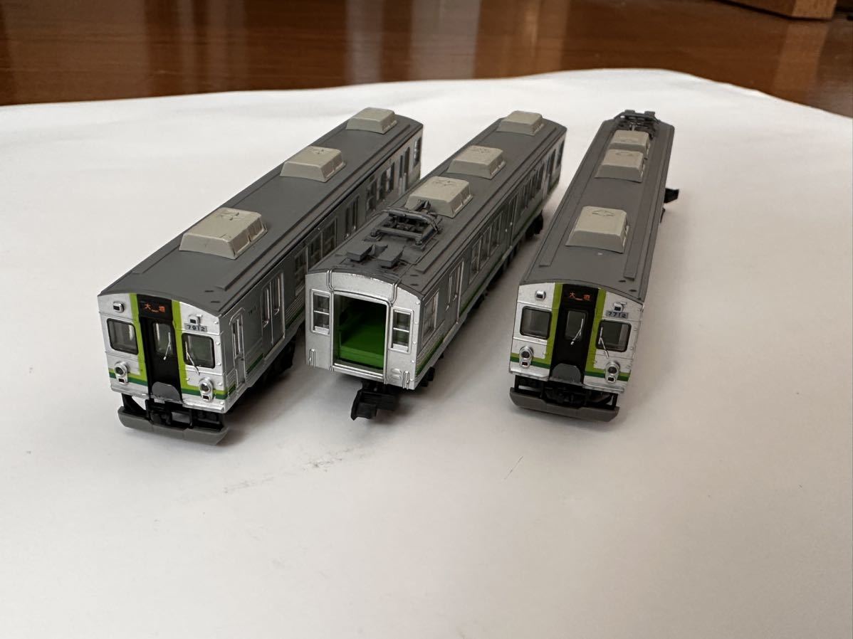 【軽加工品】 鉄道コレクション 鉄コレ 養老鉄道 7700系 TQ12 (緑歌舞伎) 3両セットA ※パンタグラフ・スカート交換済み、元箱無し 近鉄 