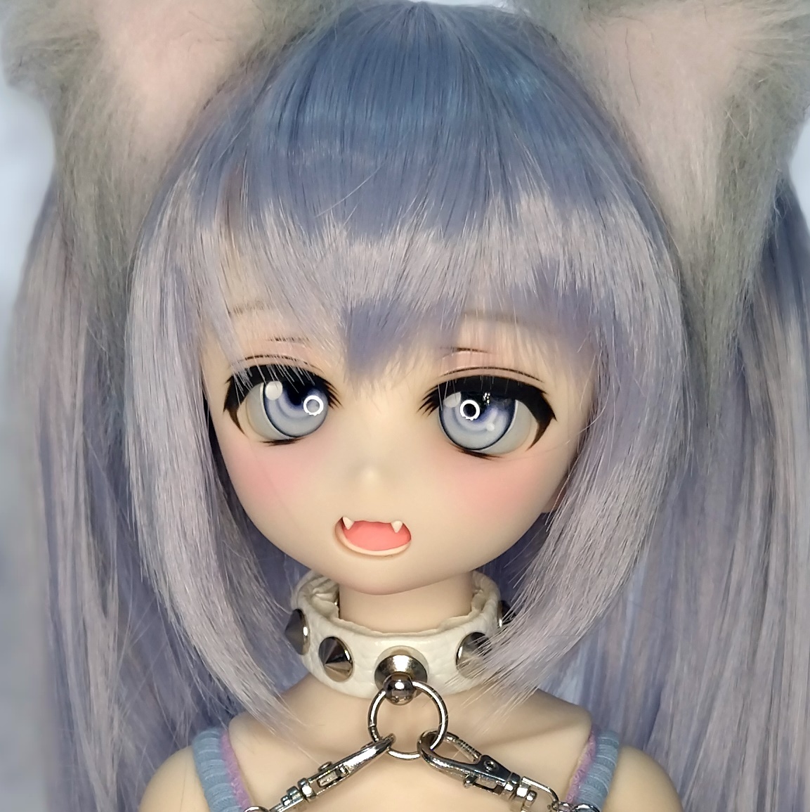 【ぴーたま工房】DDH-28 SW肌 カスタムヘッド・難あり・おまけ：アイ２セット・猫耳・しっぽ・首輪・ガーターリング・チェーン