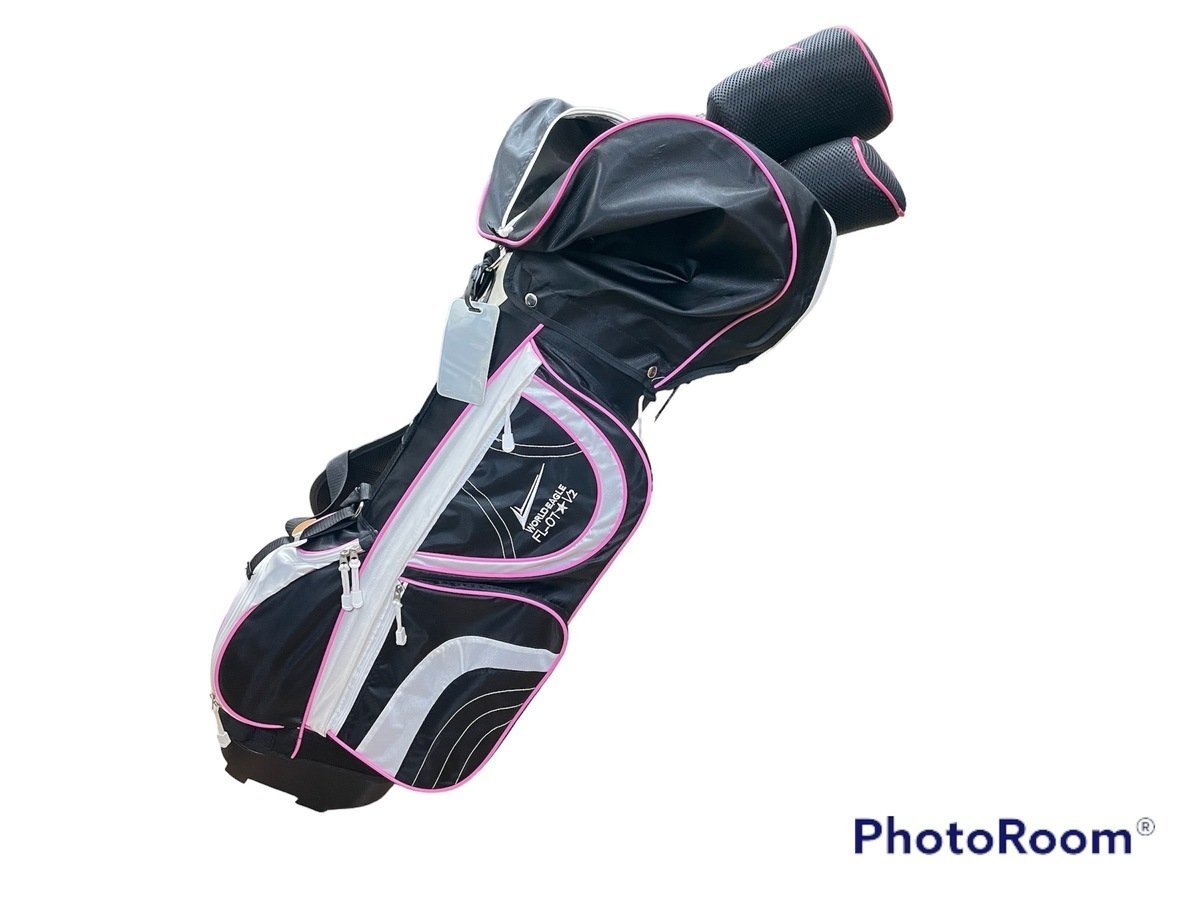 レディース ゴルフ キャディバッグ クラブ 黒/ピンク ワールドイーグル