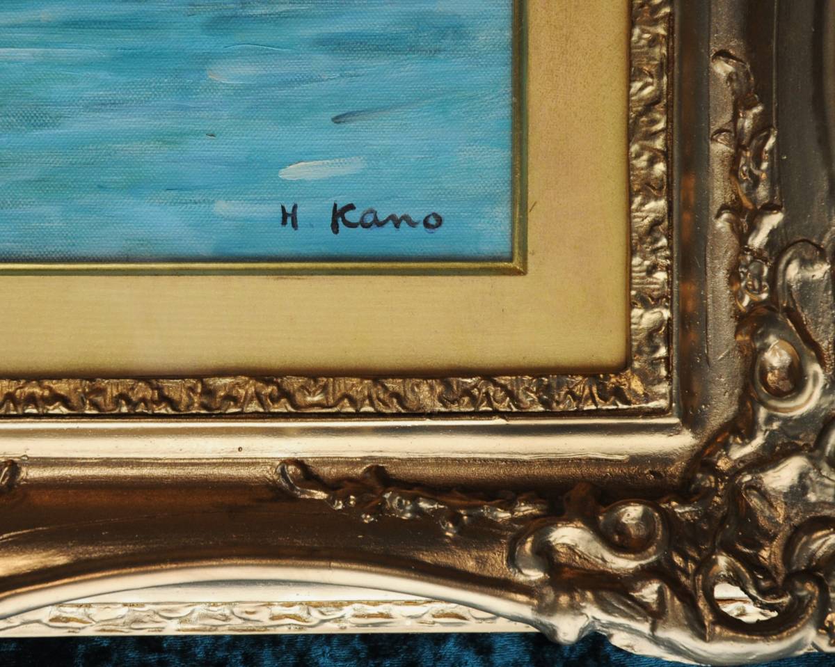 高級油彩額F8号 馬の油彩画 茶色と金色の額縁付き F8