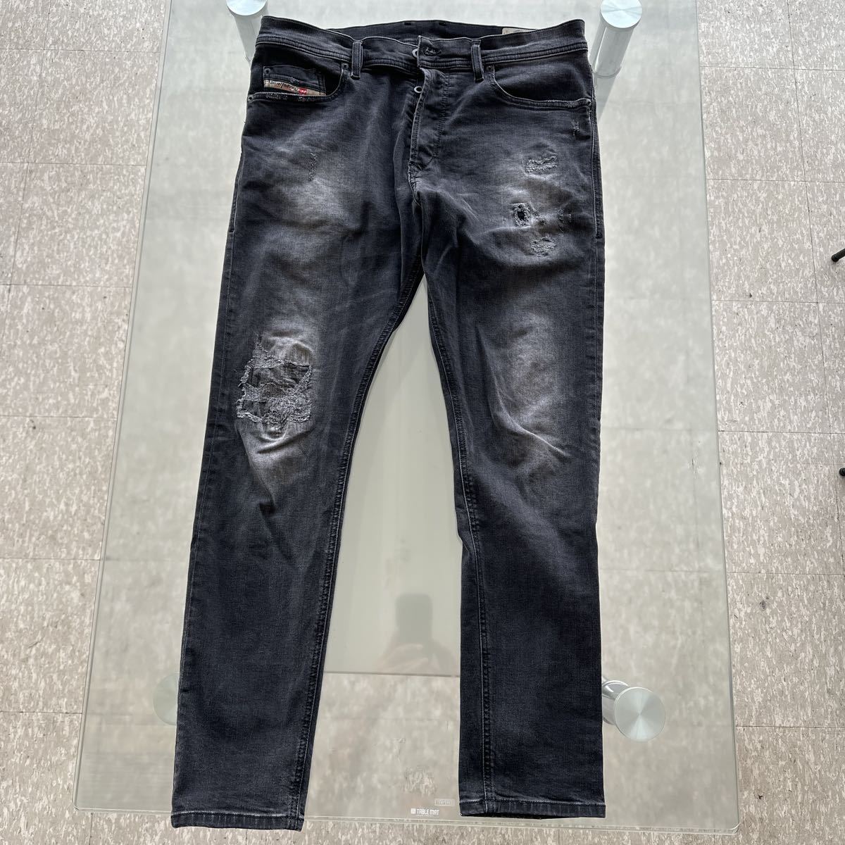 ディーゼル　ブラックデニムパンツ ダメージ加工　スキニー 