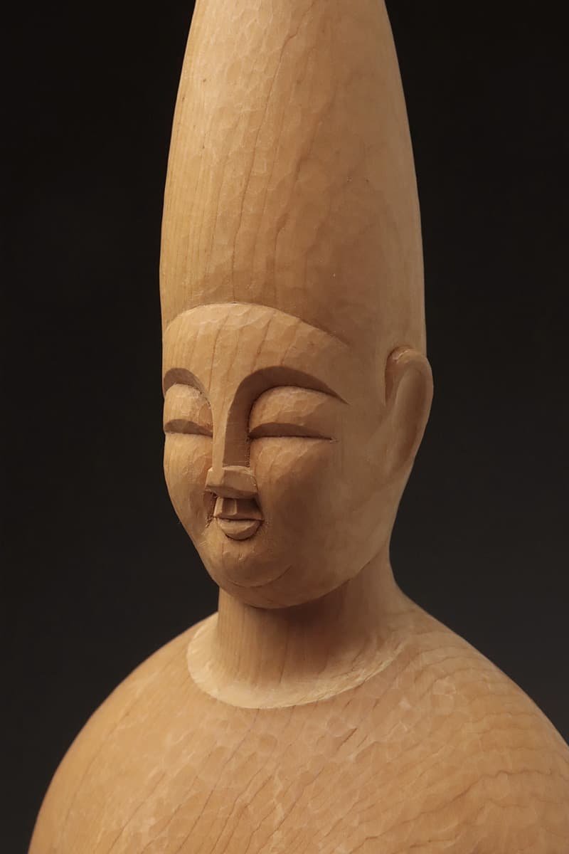村上光璋作　光明　木彫 EK259 【村上光璋 作】一刀彫 木彫「光明」高50.7cm 重745g 共箱 共布