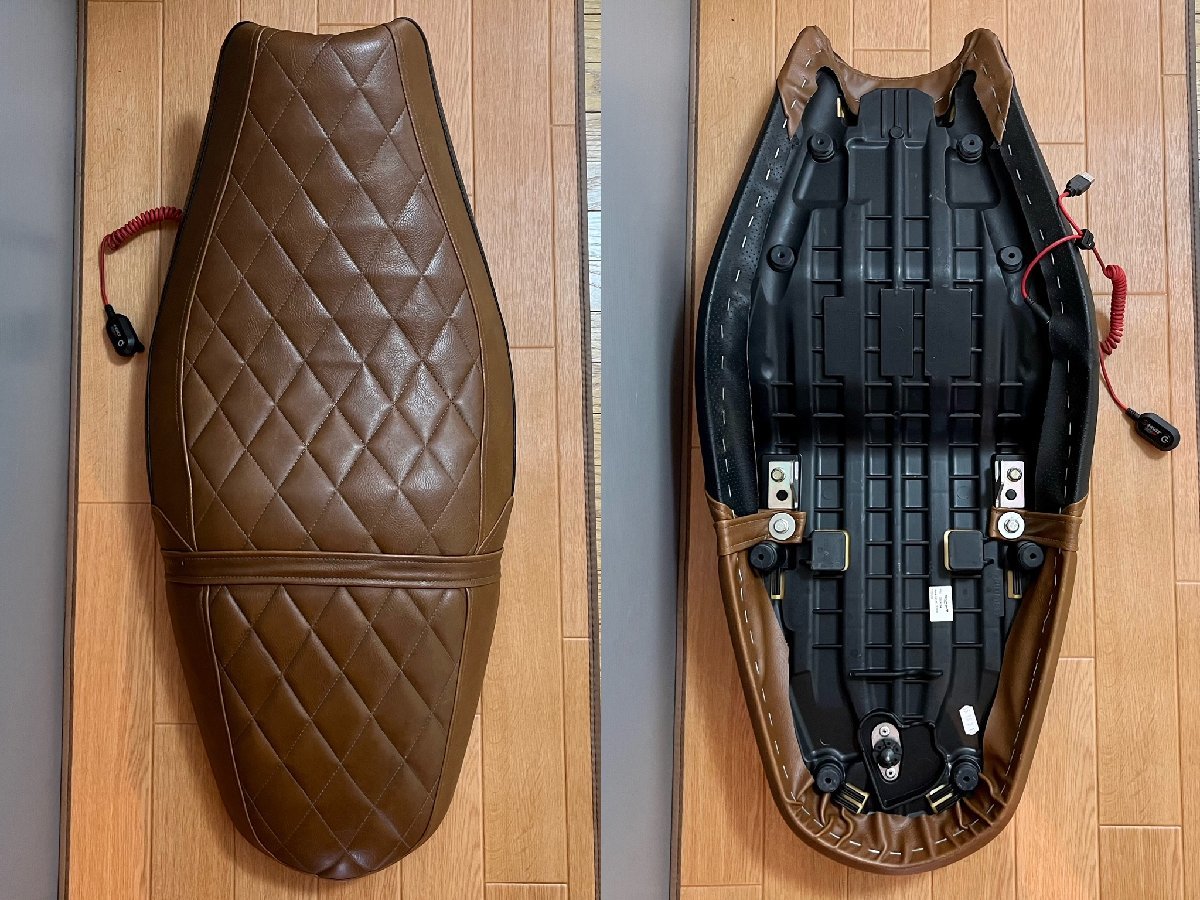 トライアンフストリートツイン純正張替シートブラウンダイヤカット