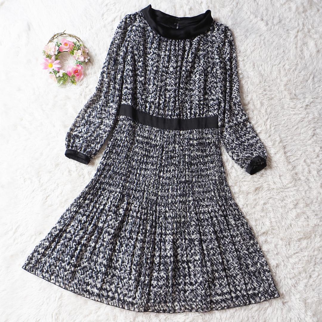 ダックス DAKS LONDON ワンピース 総柄 シルク切替 ギャザー プリーツ 