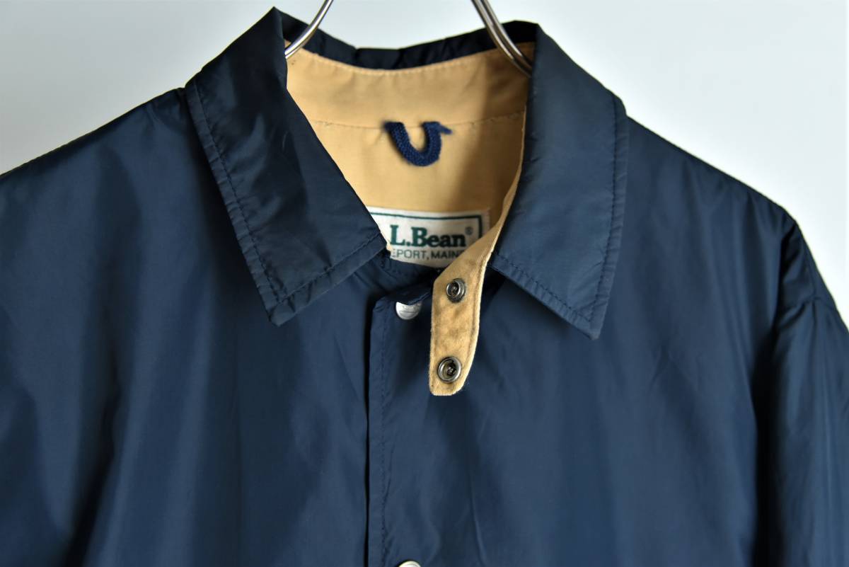ネイビー！ Mサイズ 80s USA製 L.L.Bean ナイロン コーチジャケット 