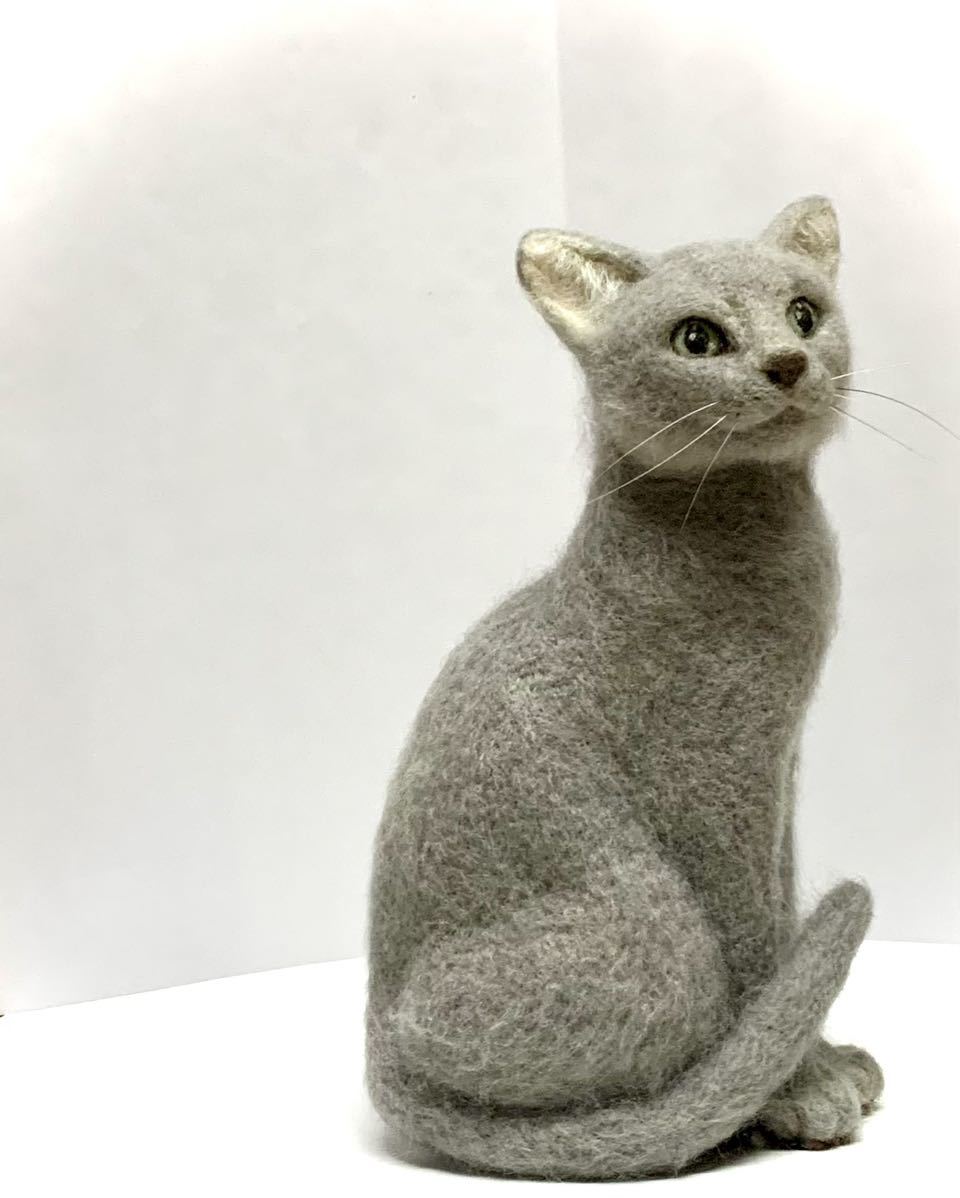 ロシアンブルー 羊毛フェルト ハンドメイド 猫(羊毛フェルト)｜売買