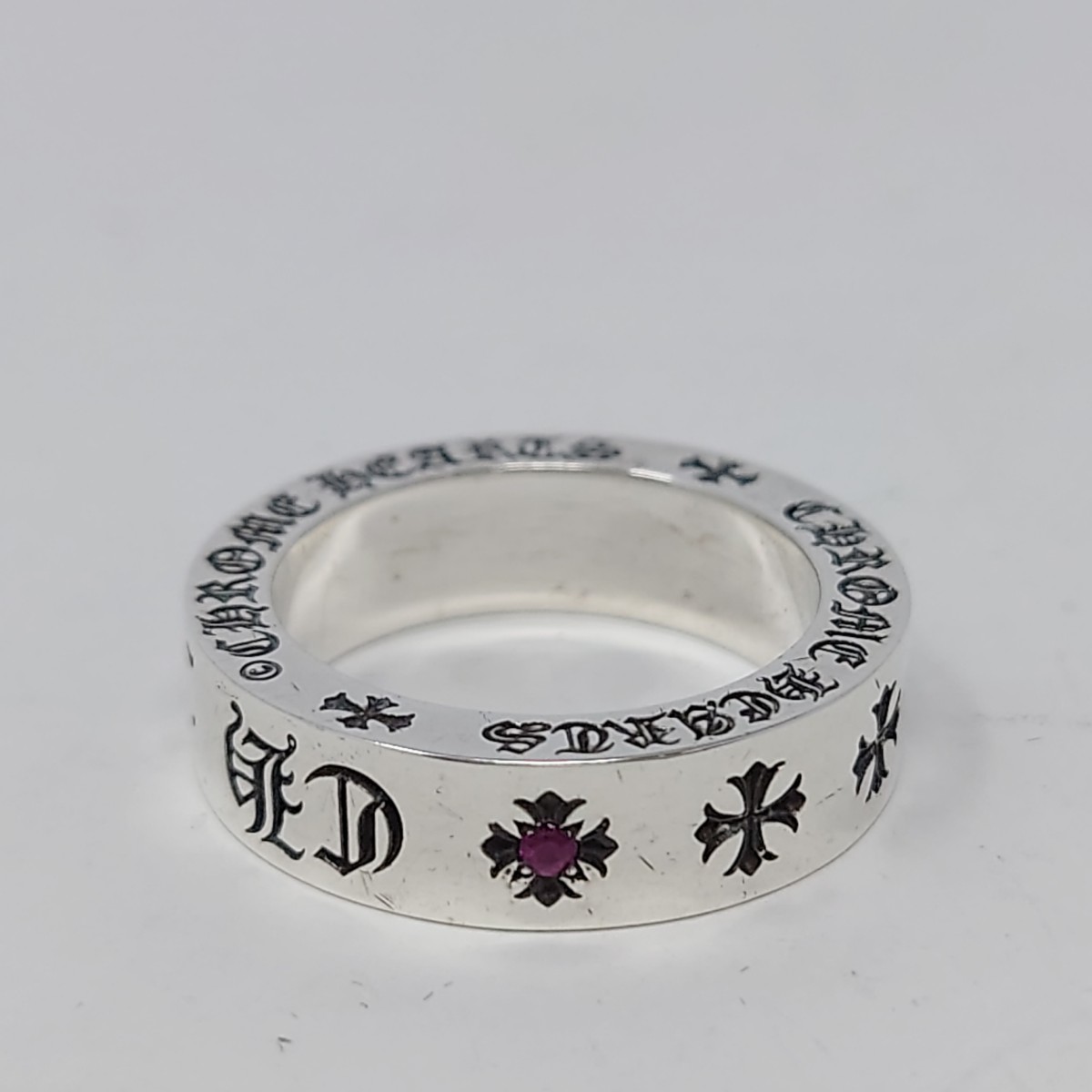 ★送料無料 CHROME HEARTS スペーサー リング 石付き 指輪 シルバー925 約15〜16号