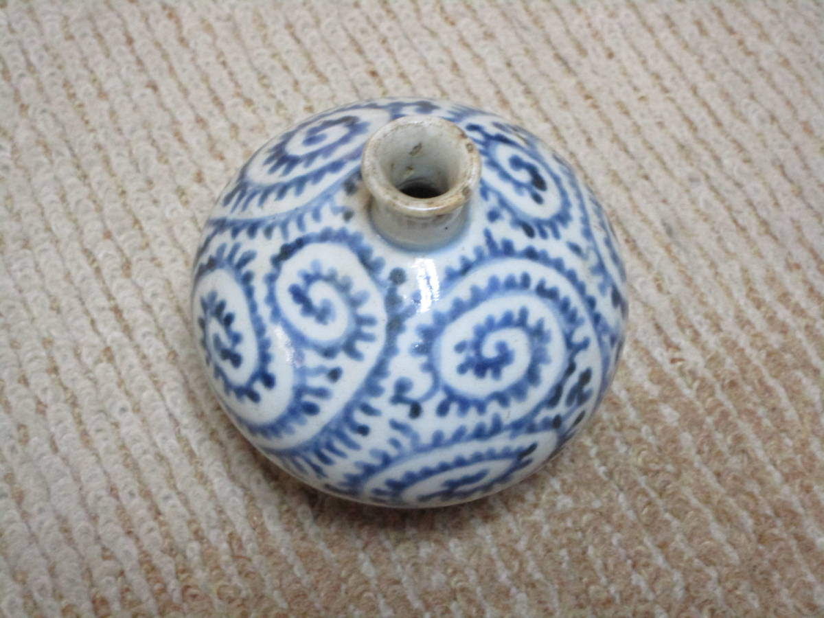 古伊万里 8380 古伊万里 染付 油壺 蛸唐草 小壷 蛸唐草文