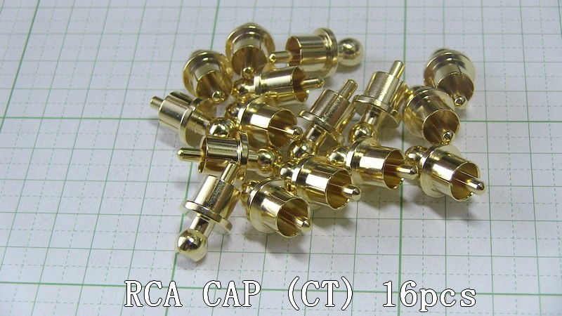 3E152　　RCAショートピン　RCAキャップ　 金メッキ　CT　　16個セット　