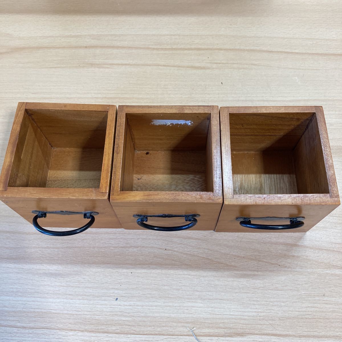 棚 木製 小物入れ 薬箱 収納箱 三段 31cm×31cm×10cm 昭和レトロ 