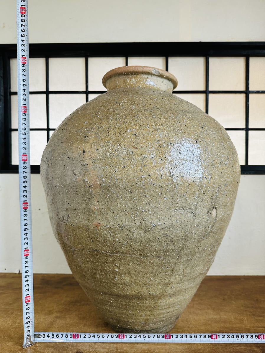 ZR189] 古い壺 ブチ割れ 茶壺 信楽 古信楽 壺 茶道具 茶席 骨董品 古