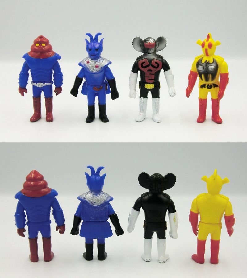 当時物】ブルマアク アクマイザー3 ソフビ 4体 ＋ケース/ジャケット 