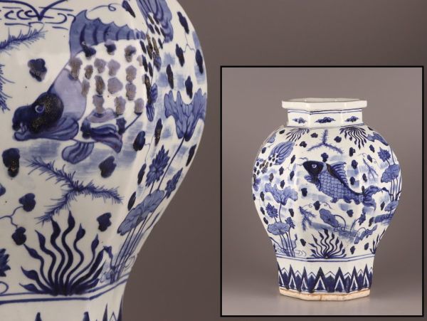 中国古玩　染付　徳利　大清乾隆年製　唐物 時代物幅約12cm　高約15.5cm 中国古玩 唐物 染付 青華 壷 時代物 極上品 初だし品 C0111