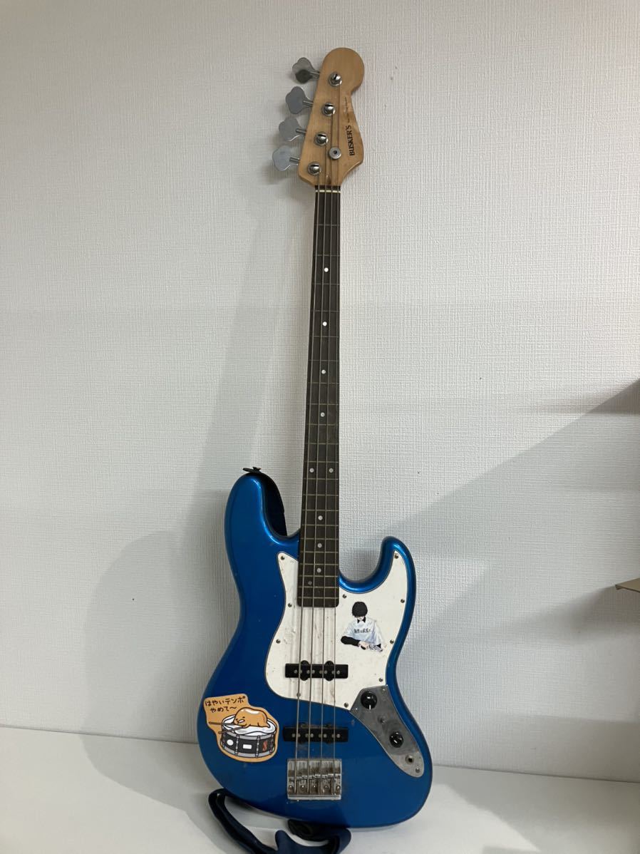 1円〜 BUSKER'S エレキベース ジャズベース ジャンク品 ストラップ付き