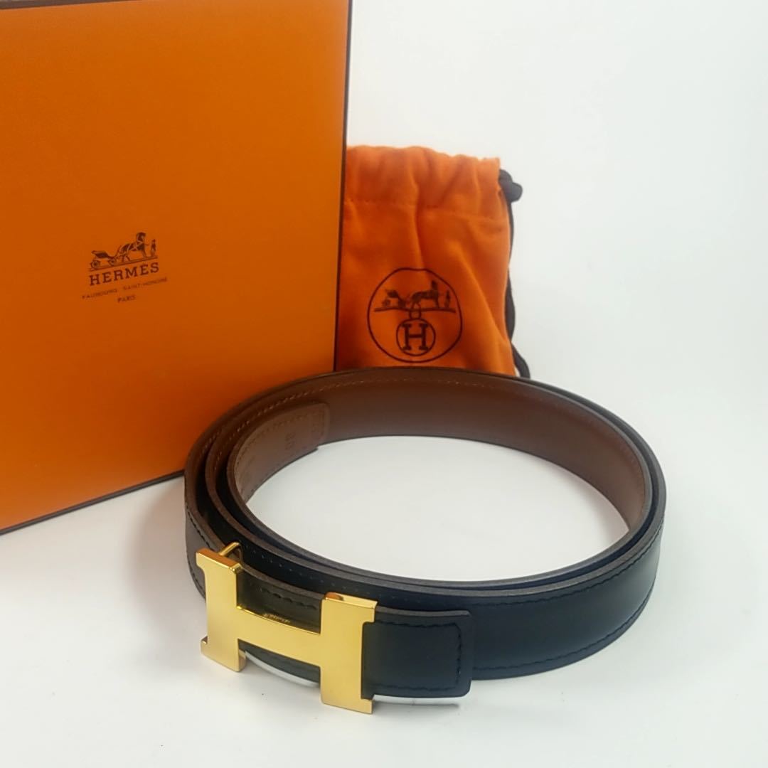 ◆HERMES エルメス Hベルト 80 コンスタンス □G刻印 ゴールド金具 ブラック/ ブラウン 黒/茶 レディース◆送料無料