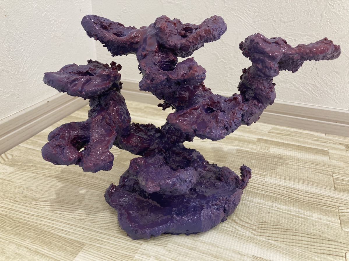 【現物】ライブロック盆栽風フラグ穴加工-No.614（海水魚、サンゴ、バクテリア、背景、レイアウト）
