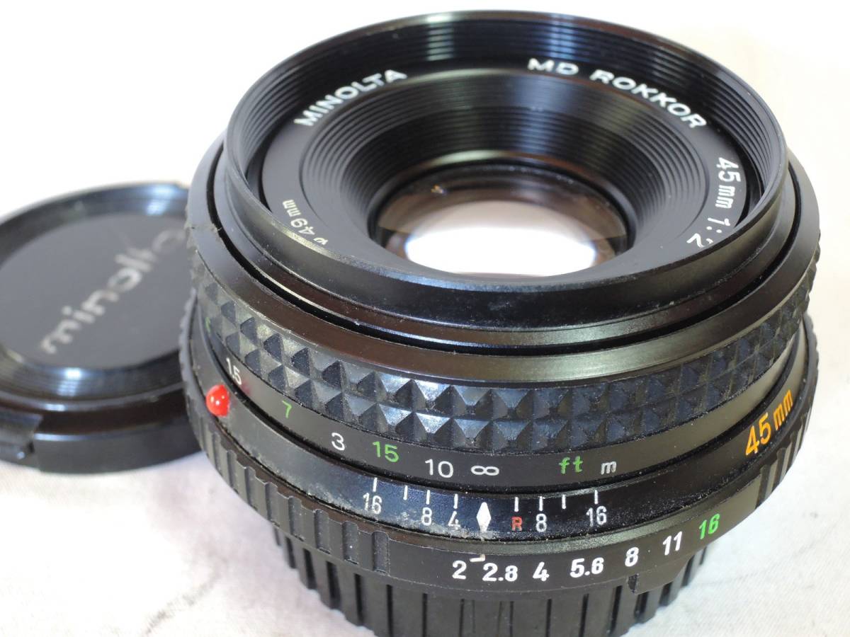 パンケーキレンズ ミノルタ／MINOLTA MD ROKKOR 45mm f2 前後キャップ