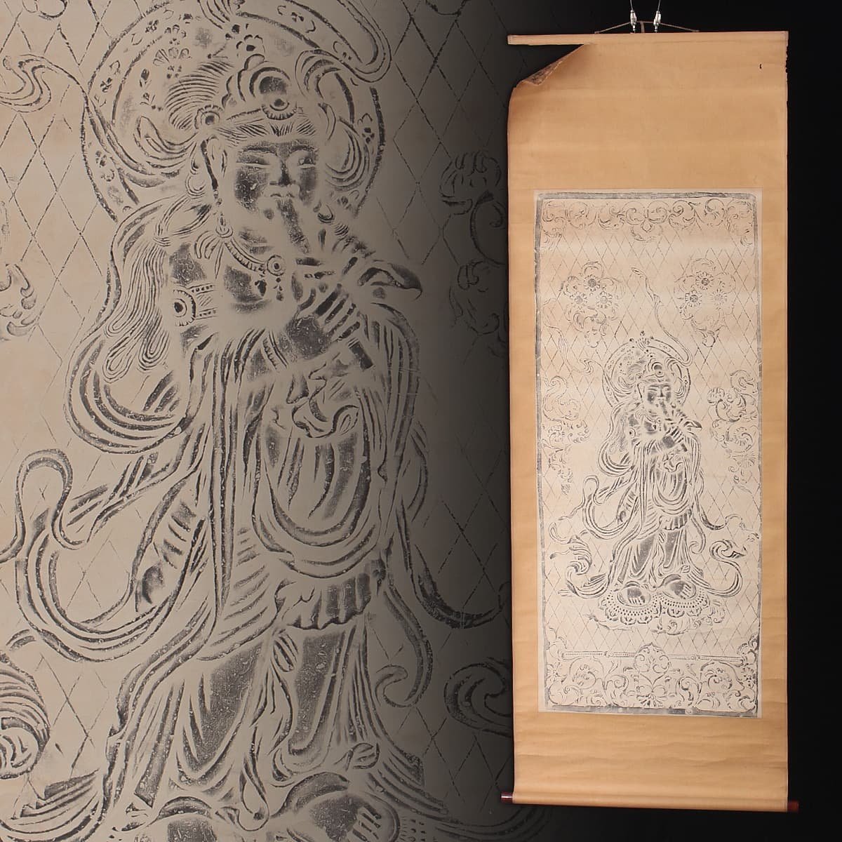 DR981 仏教美術 奈良 東大寺 大仏殿金銅燈籠扉 拓本「東大寺大仏殿銅