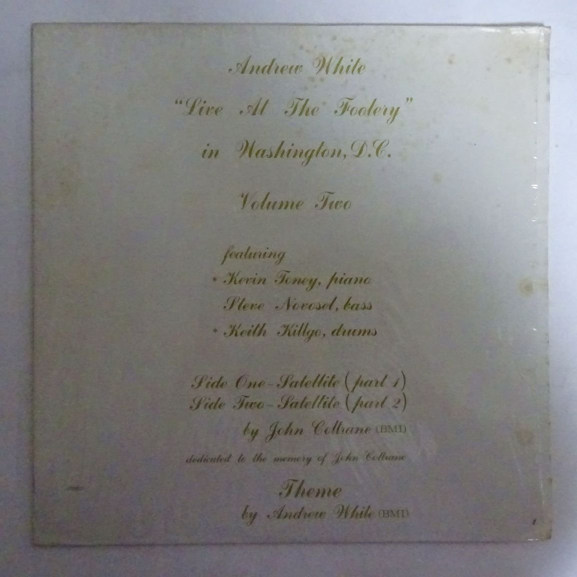 Andrew White - Live At The Foolery In Washington DC Volume Two (Vinyle Usagé)