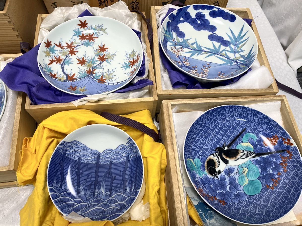 有田焼 色鍋島桐箱 和食器 ◇色鍋島 草花文 飾皿 約20㎝古陶磁 古美術