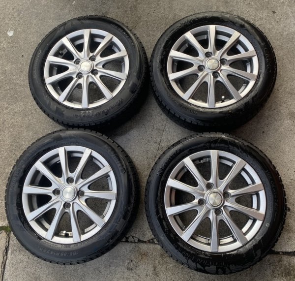 BRIDGESTONE　175/65R14 　5.5J　４穴　スタットレスタイヤ B冬6【冬タイヤアルミホイール付き4本セット】 冬タイヤ クムホ Winter