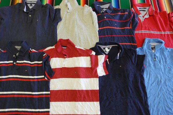 SSH-BNPS7 トミーヒルフィガー TOMMY HILFIGER 半袖ポロシャツ 無地 ボーダー￥1～US古着卸大量セット業者まとめ売り