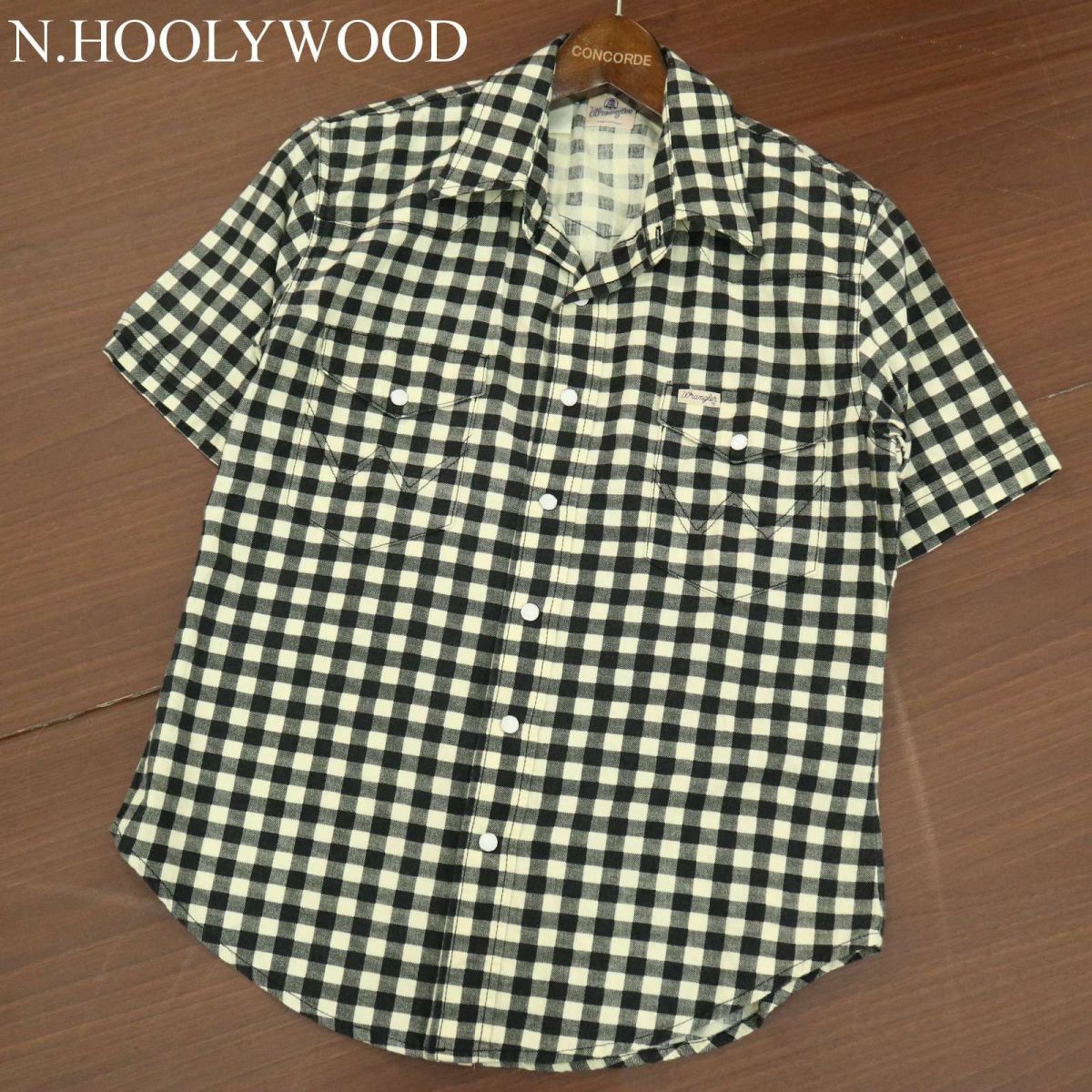 Wrangler × エヌハリウッド ウエスタン チェック シャツ S おも 極美品
