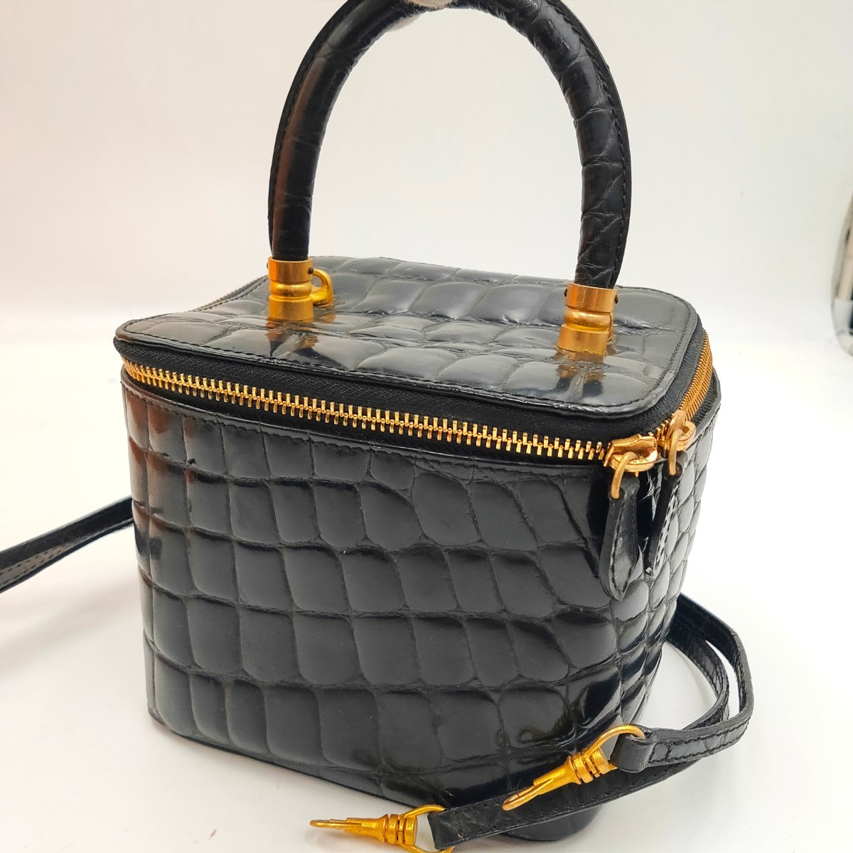 希少カラー クロコダイル ショルダーバッグ グレー系 エキゾチック