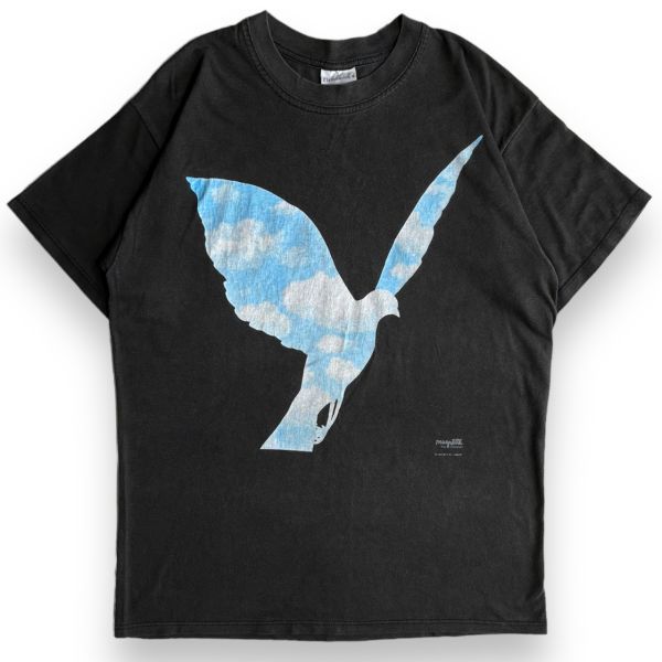 92年 フランス製 Flammarion 4 ルネマグリット Rene Magritte 大家族 半袖 プリント Tシャツ シュルレアリスム 美術 アート L ブラック