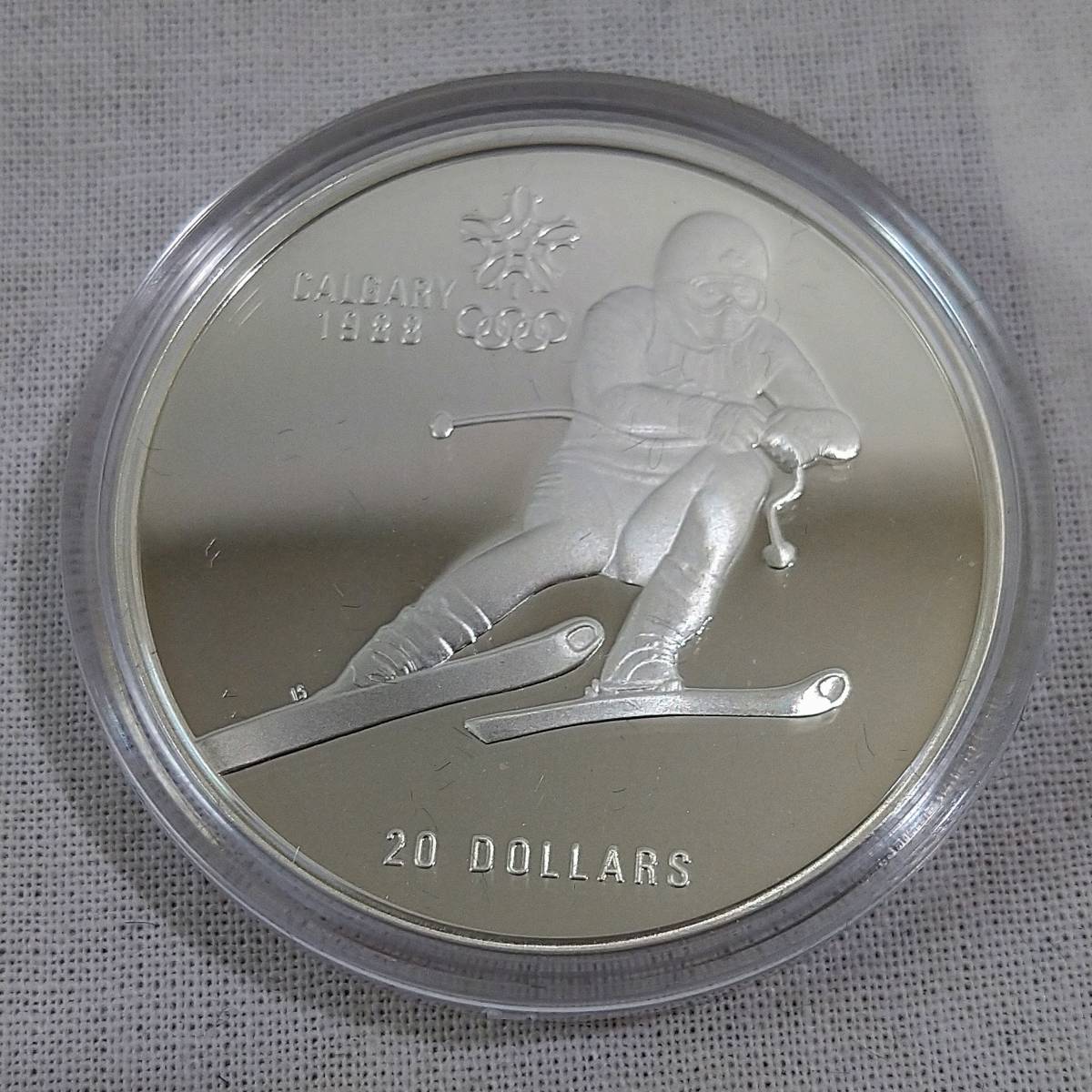 希少】CANADA カナダ カルガリー オリンピック 1988年 20ドル 銀貨 記念硬貨 エリザベス2世 【アンティーク