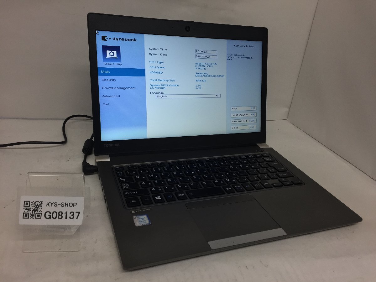 ジャンク/ TOSHIBA dynabook R63/DN PR6DNYA1447BD1 Intel Core i3-8130U メモリ4.1GB SSD256.06GB 【G08137】