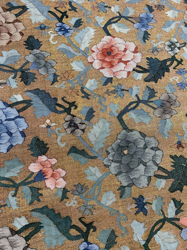 ★きものさらさ　アンティーク着物帯★明綴　牡丹　綴れ　表具裂 /反物　清朝　金襴　緞子　錦　面袋　装束　寺裂　時代裂　古布　古裂