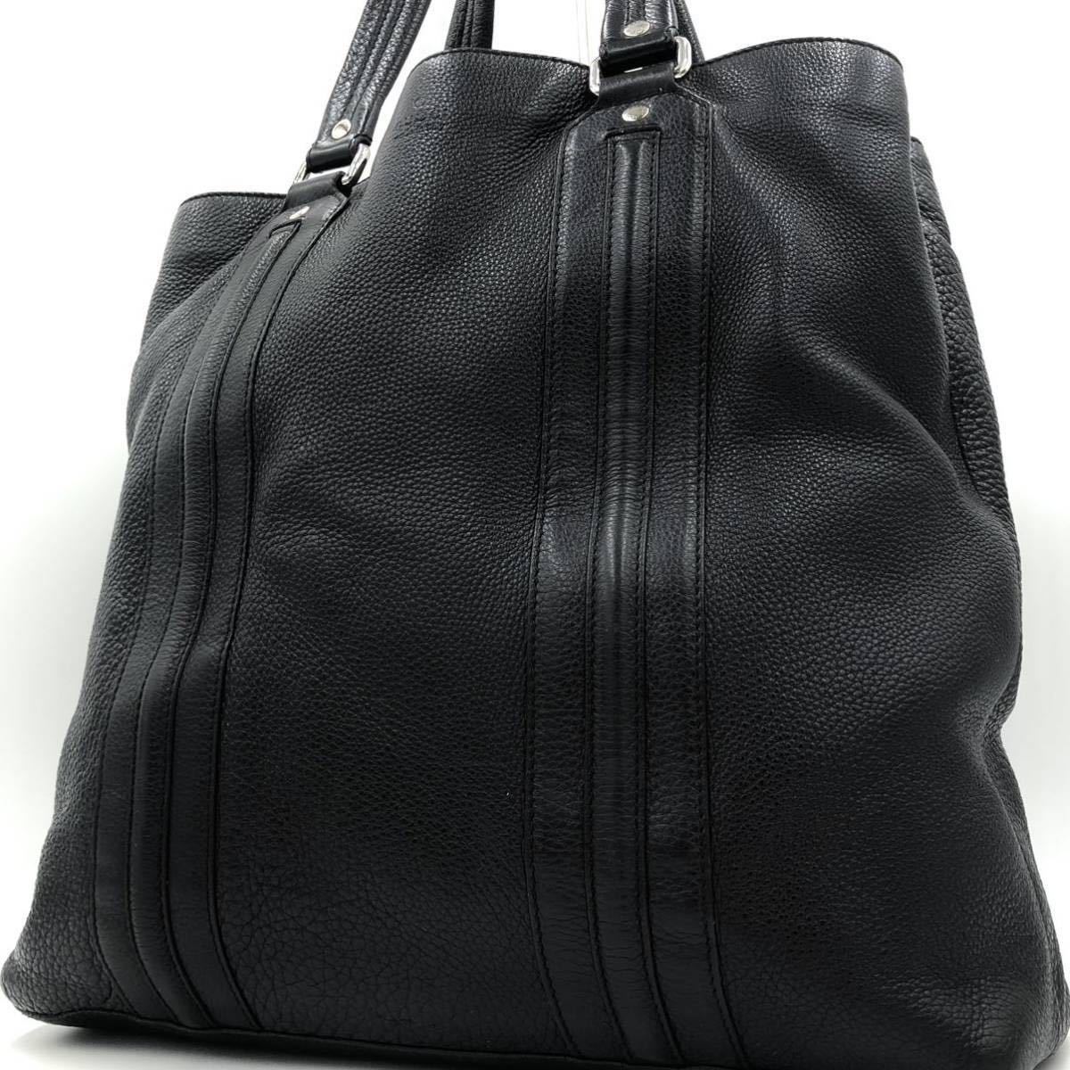 【美品】GUCCI グッチ 大容量 A4収納 トートバッグ ショルダーバッグ ビジネスバッグ ブリーフケース レザー ブラック 3層構造 メンズ