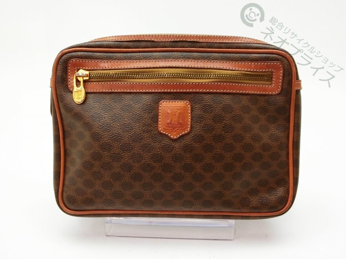 ◇S6802 CELINE セリーヌ マカダム柄 ブラゾン PVC × レザー クラッチ 