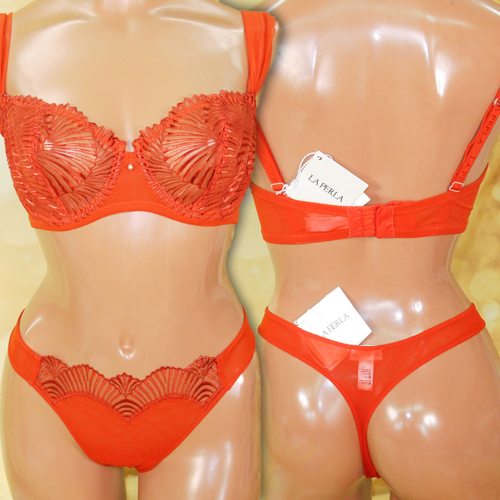 タグ付ΣCFO-M3-9-SET◇LA PERLA＊D70：36表記 ML程＊高級感のシェル風デザイン ヴィンテージ調ランジェ セレブなPBセット◇ECO 在庫処分 LA - PERLA(ファッション)の中古 ICF70 フランジ 36ミリ幅