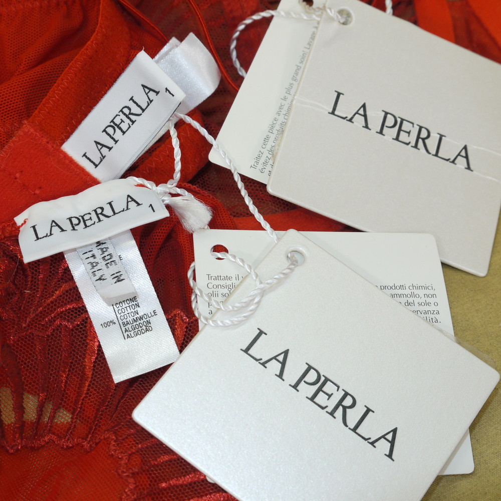 タグ付ΣCFO-M3-9-SET◇LA PERLA＊D70：36表記 ML程＊高級感のシェル風デザイン ヴィンテージ調ランジェ セレブなPBセット◇ECO 在庫処分 LA - PERLA(ファッション)の中古 ICF70 フランジ 36ミリ幅