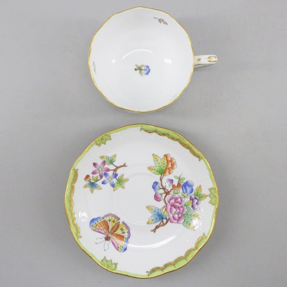 ヘレンド インドの華 多彩 トライアングル 皿 美品 1円～ HEREND ヘレンド ヴィクトリアブーケ インドの華多彩色 カップ