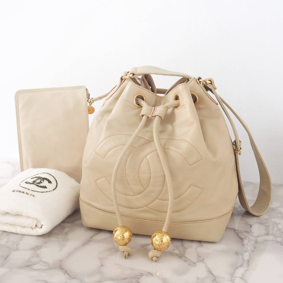 1円 極美品 シリアルシール（3番台） CHANEL シャネル 巾着 ショルダー 