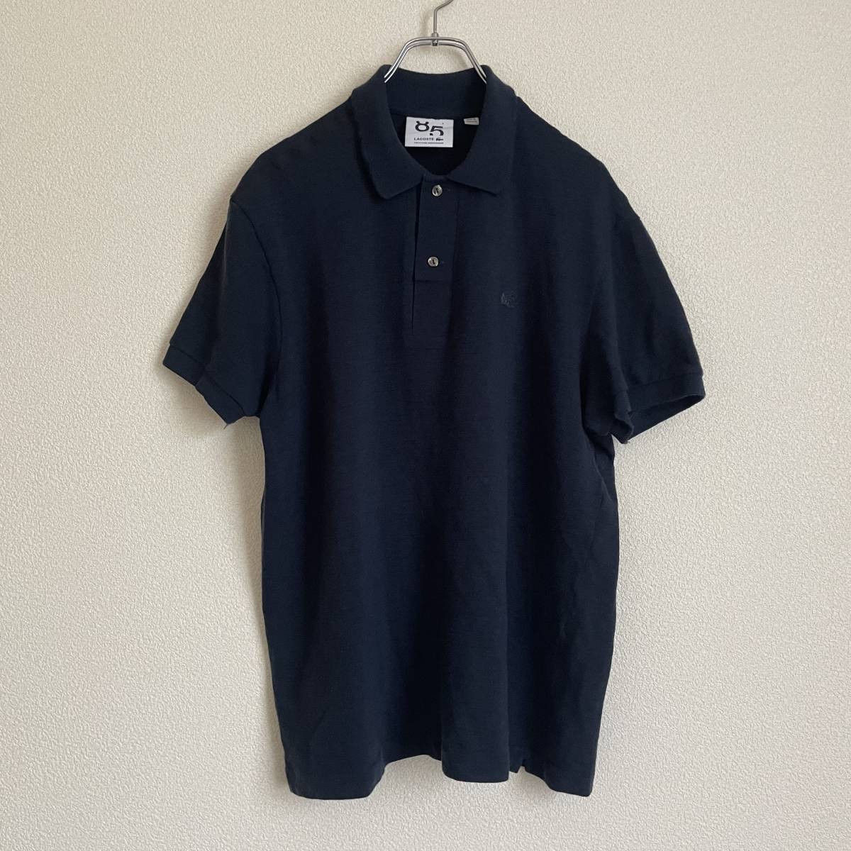 85周年 限定品 LACOSTE ラコステ ポロシャツ COLLECTION ANNIVERSAIRE サマーウール M相当 ダークネイビー ゴルフ ニットポロ