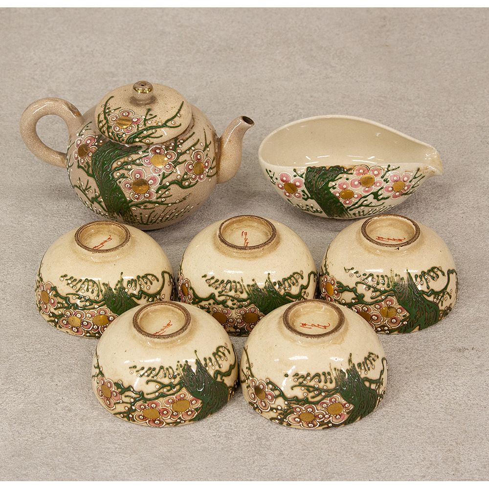  清水焼 京薩摩 煎茶器 盛上梅文様 合せ箱 急須 湯冷 煎茶碗(その他)｜売買されたオークション情報、yahooの商品情報をアーカイブ公開 - オークファン 京焼