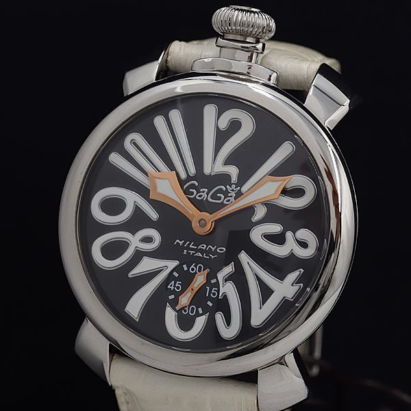 1円 保/箱付 稼働 良品 ガガミラノ マニュアーレ48MM 5010 24180 手