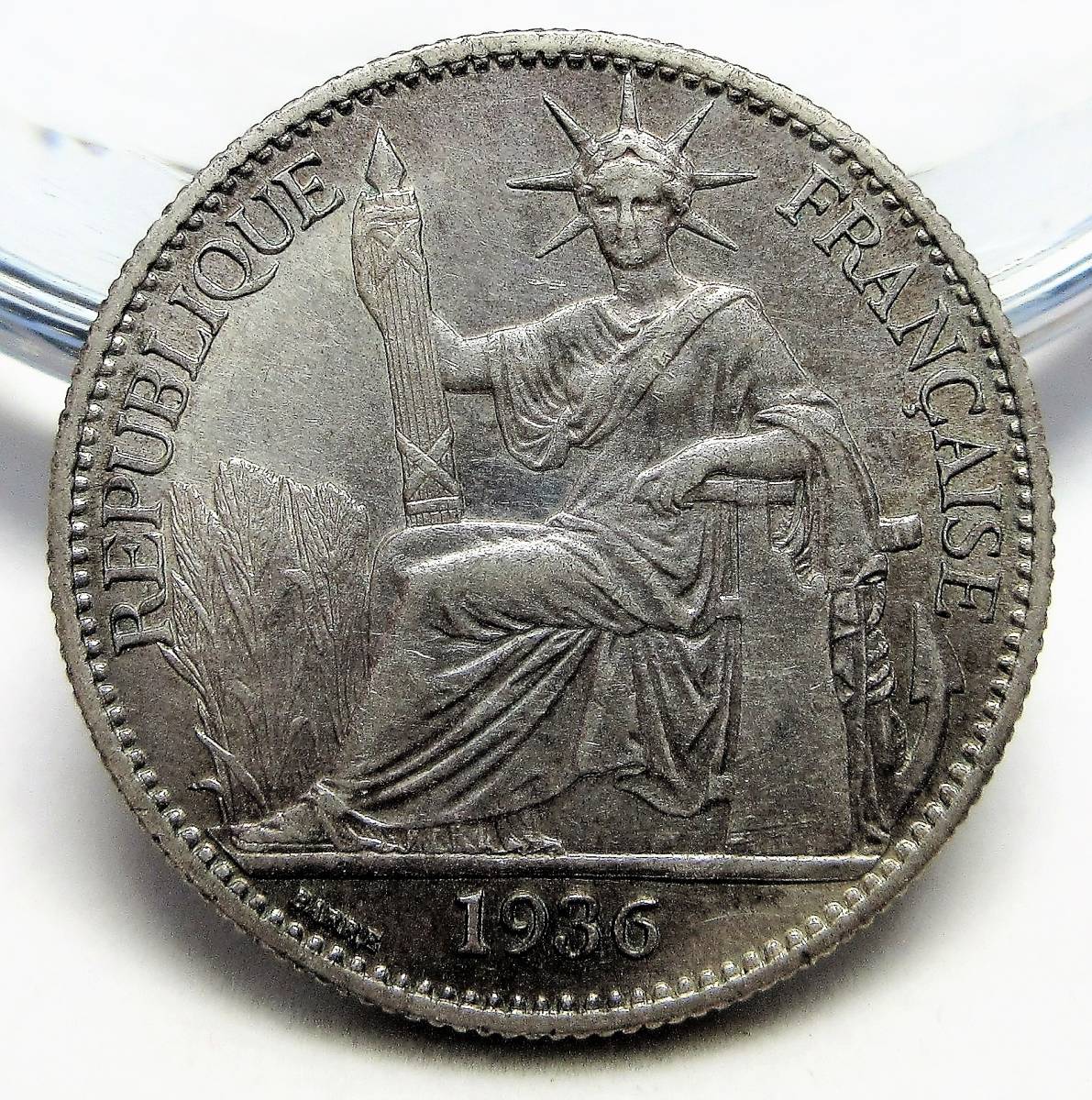 仏領インドシナ 50セント銀貨 1936年a 29.12mm 13.47g KM#4a.2 発送