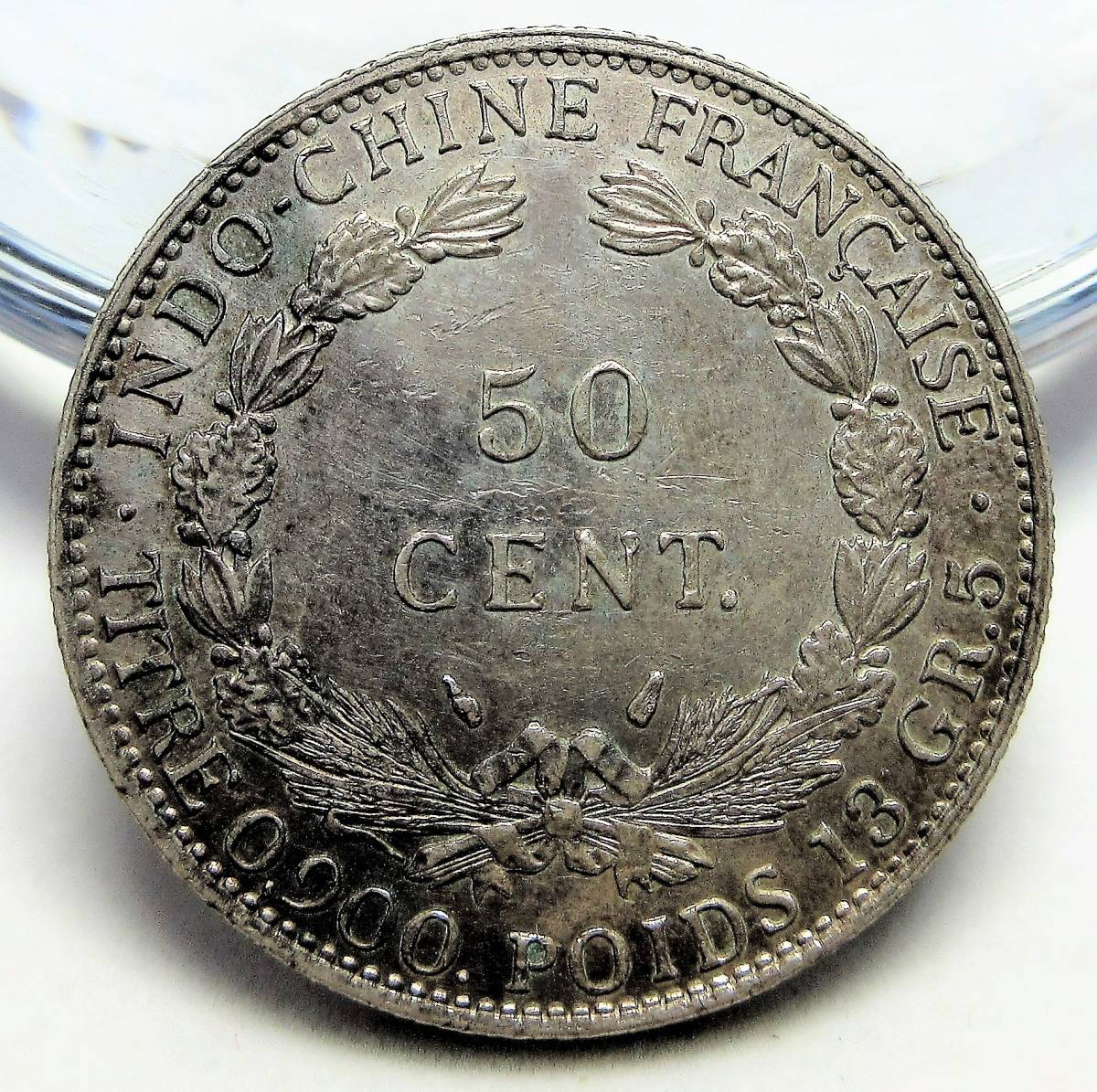 仏領インドシナ 50セント銀貨 1936年a 29.12mm 13.47g KM#4a.2 発送