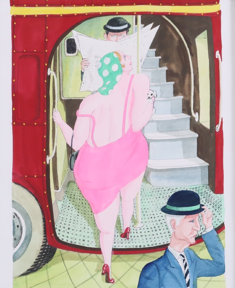 浜松一誓「乗車」56/100 リトグラフ 額装品 / 版画 手彩色 【公式通販】