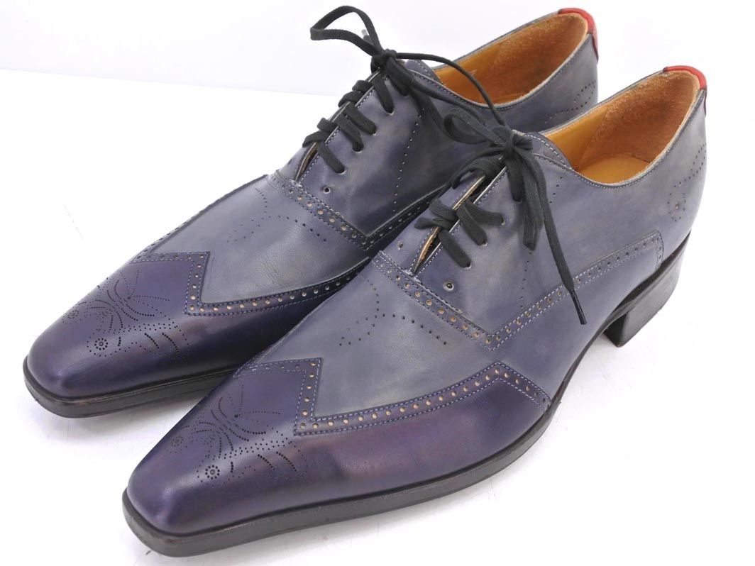 GERARD SENE ジェラールセネ 切替 ウイングチップ ドレス シューズ size7（25.5ｃｍくらい）/紺 ■■◎ ☆ dga7 メンズ