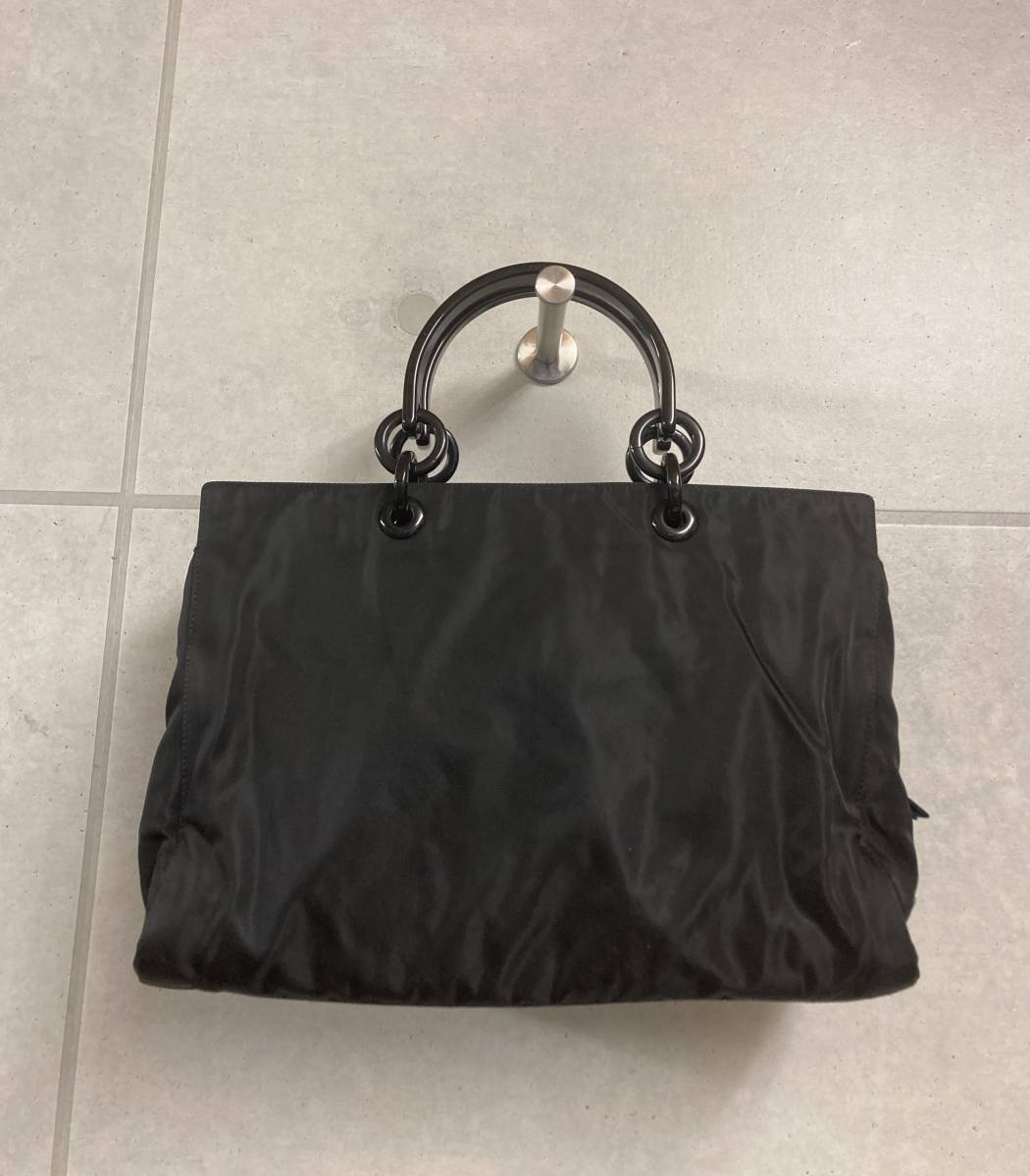 1円スタート！プラダPRADA・ブラックナイロン プラハンドルトート