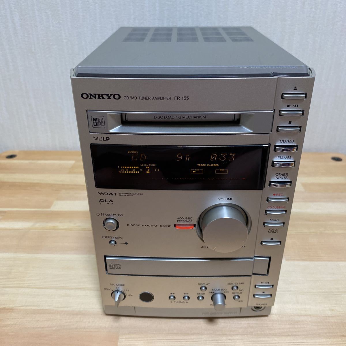 【１円スタート】ONKYO オンキョー FR-155 CD/MDコンポ　本体のみ　CDトレイベルト交換、CDレンズクリーニング