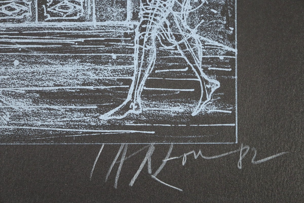 真作 ジャン・カルズー 1982年リトグラフ「無言劇」画寸 50cm×36cm