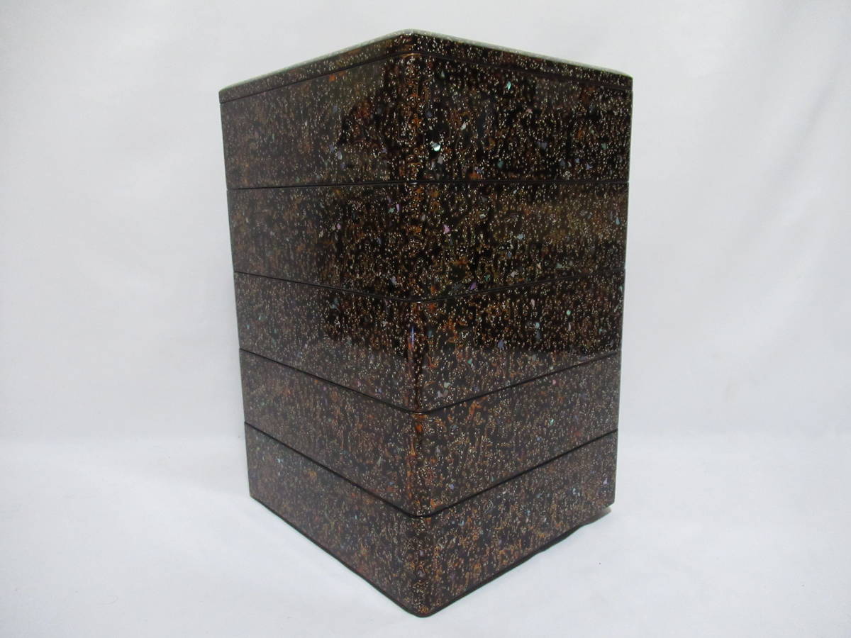 専用 MA24 時代木製漆器 光琳蒔絵 五段重 重台 菊蝶金銀蒔絵